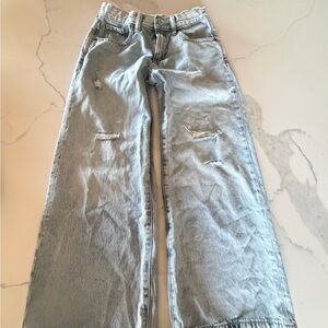 Old Navy Light Blue Distressed Wide Leg Jeans